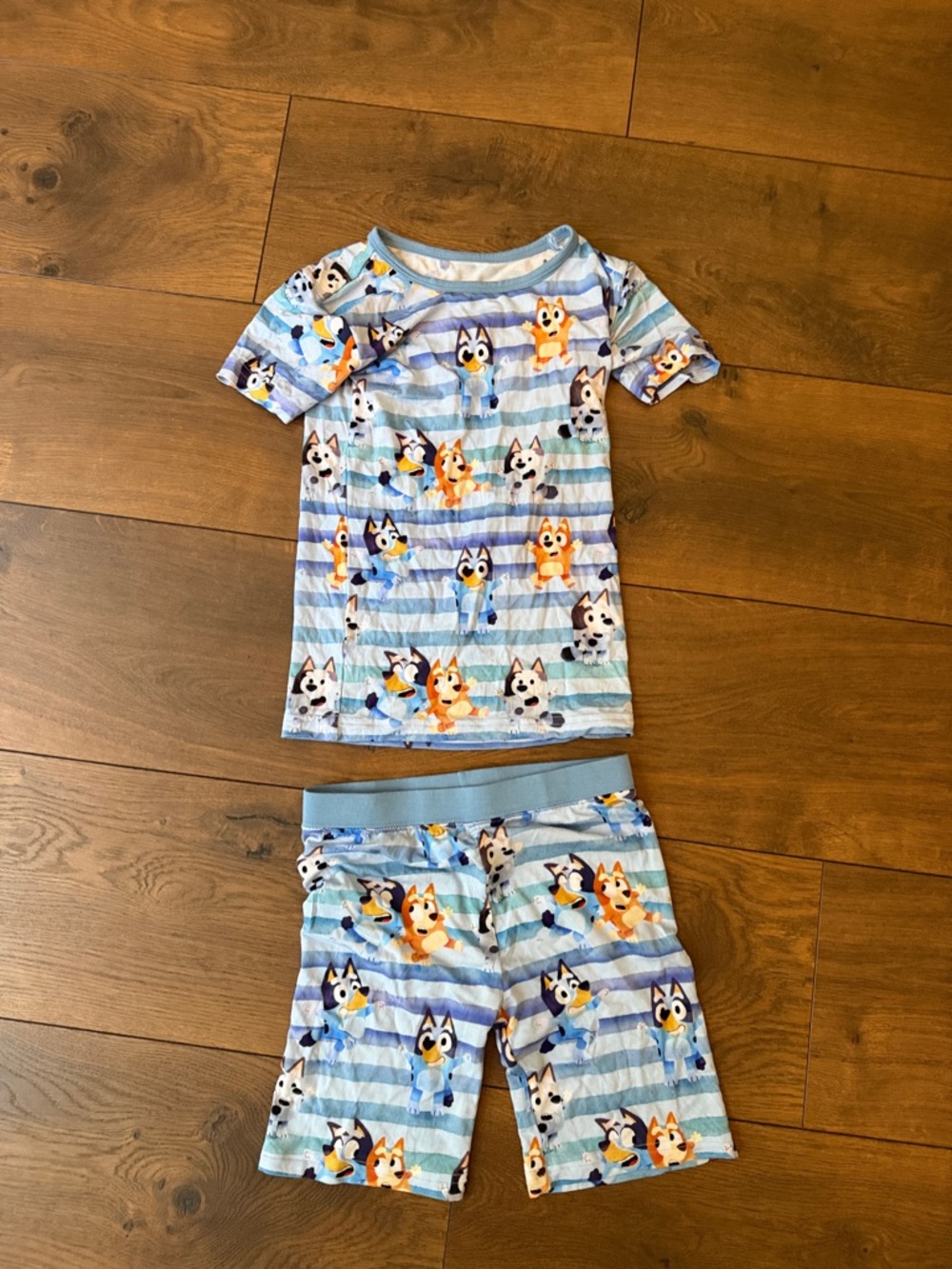 New (washed & never worn) Little Sleepies Bluey short-sleeve PJs 5/6